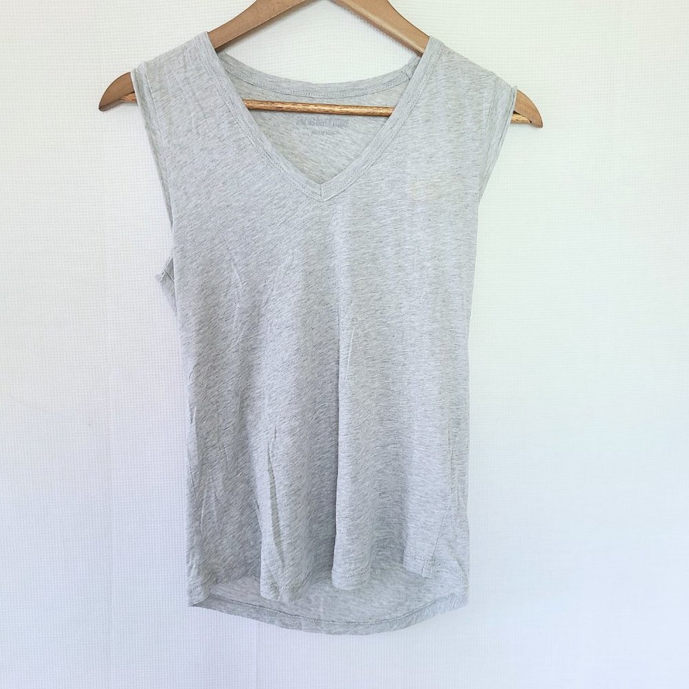 Zadig & Voltaire Brooklyn Skull Rhinestone Back Gray V-Neck Sleeveless Tee Small - Picture 2 of 9